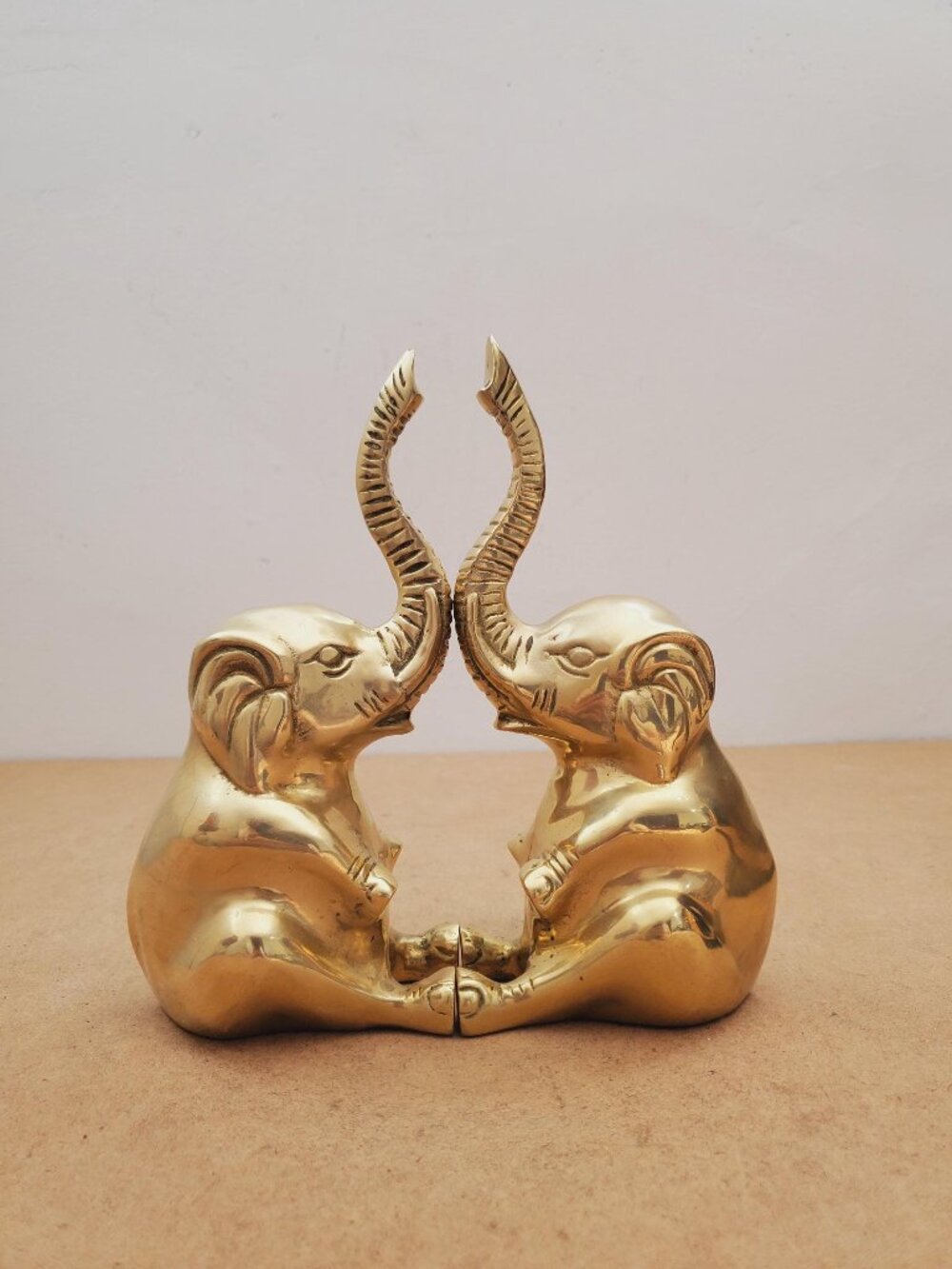 Set of Brass Elephant Wildlife Bookends Elephant Animal Gold Mid Century Decor